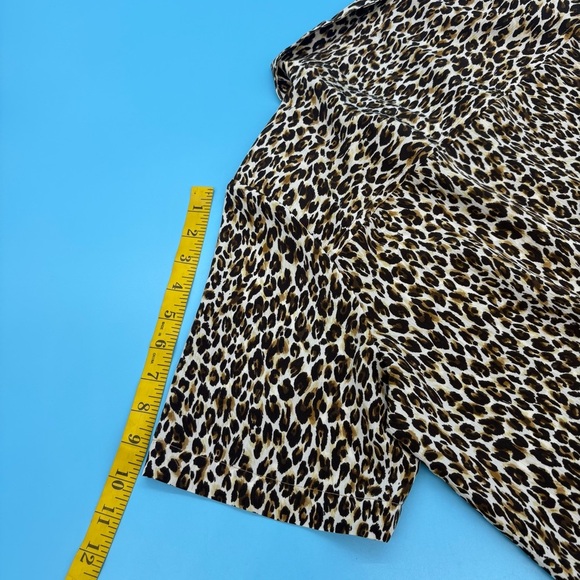 Donn Kenny Leopard Print Button Down Top Brown & Tan Size PL - Picture 8 of 9